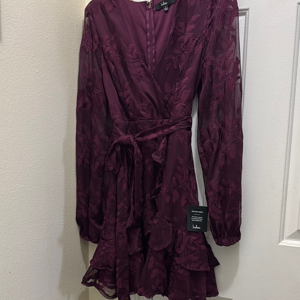 Lulu's Deep Burgundy Long Sleeve Dress
